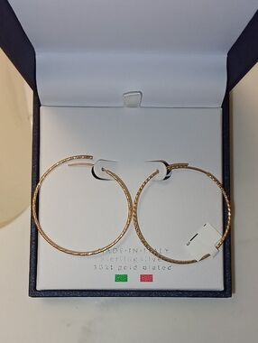 18K Gold Plated Textured Hoop Earrings